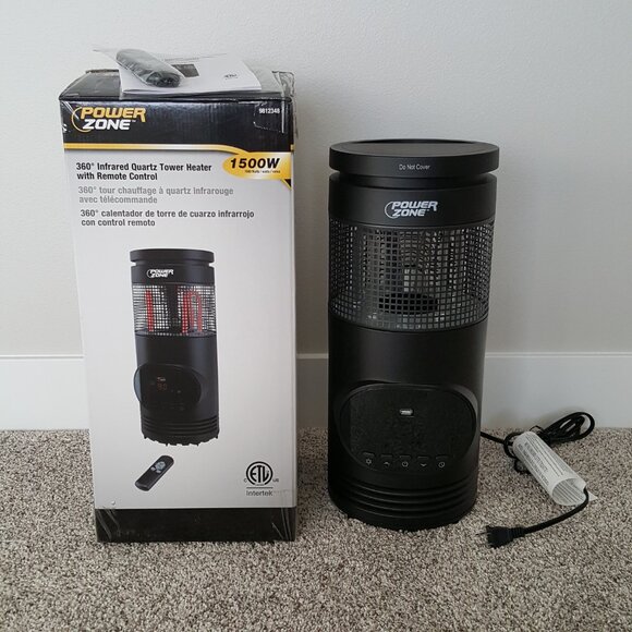 NWT Power Zone Infrared Space Tower Heater 360 Degree Remote USB Port 1000/1500W - Picture 9 of 12